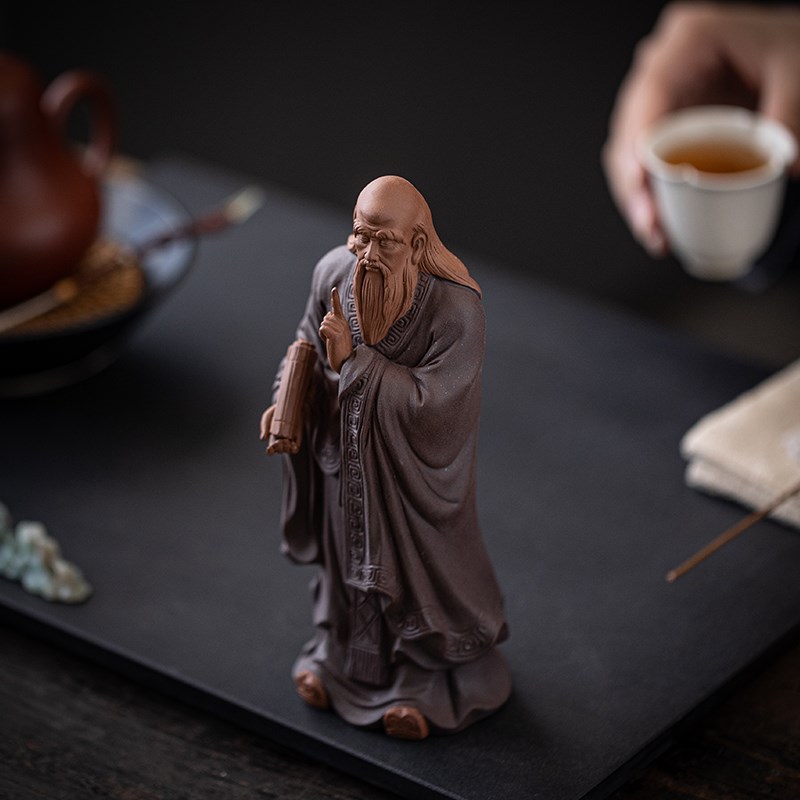 茶文化摆件创意紫砂人物茶圣茶宠精品禅意茶室茶桌茶空间造景装饰