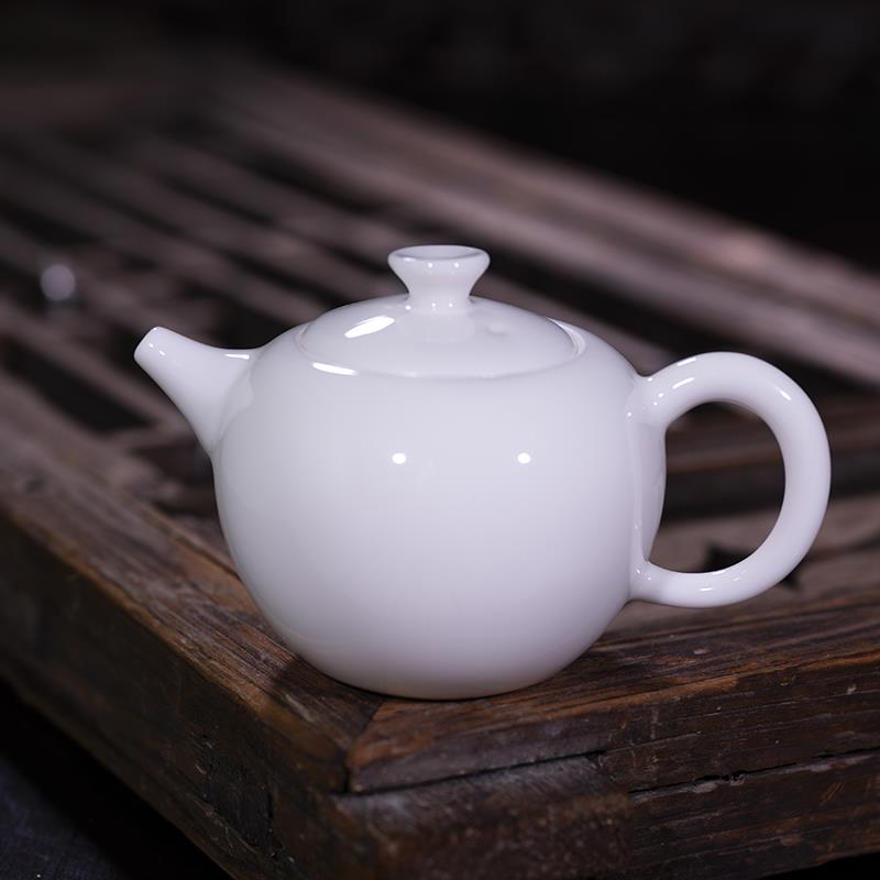 手绘茶壶小号陶瓷羊脂玉单壶青花瓷釉下彩球孔出水白色瓷器景德镇