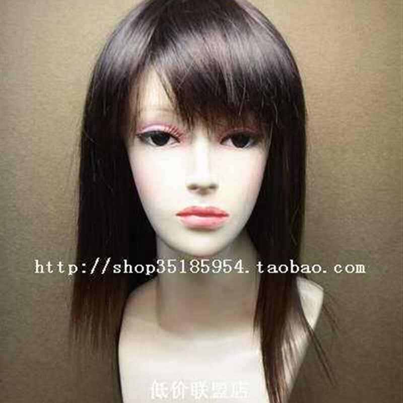 丝萱假发套女头套头发斜刘海层次碎尾中长直发长发哑光高温丝包邮
