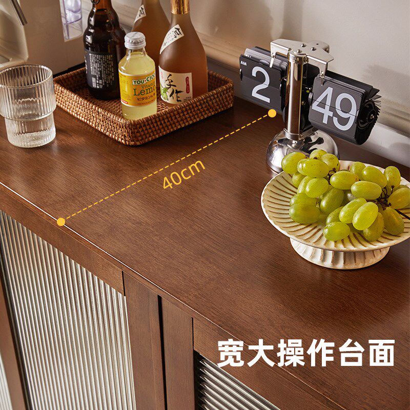 实木靠墙一体餐边柜家用茶水柜靠墙储物柜厨房碗柜小尺寸咖啡边柜