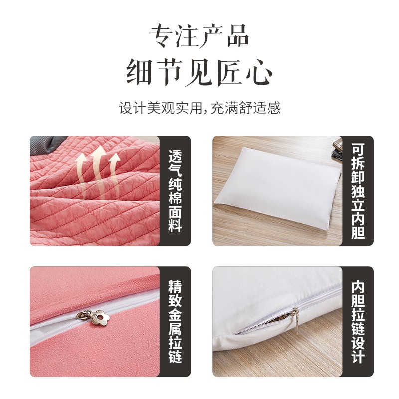 艾洛琳成人荞麦枕头韩式单人助睡眠低枕学生宿舍小薄护颈枕带枕套