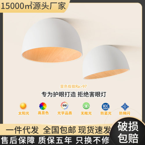 北欧风卧室灯创意斜口吸顶灯现代极简个性木纹餐厅书房阳台玄关灯