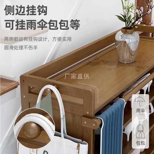 鞋架子家用收纳室内好看简易放门口实木防尘多层卧室竹鞋柜可调节
