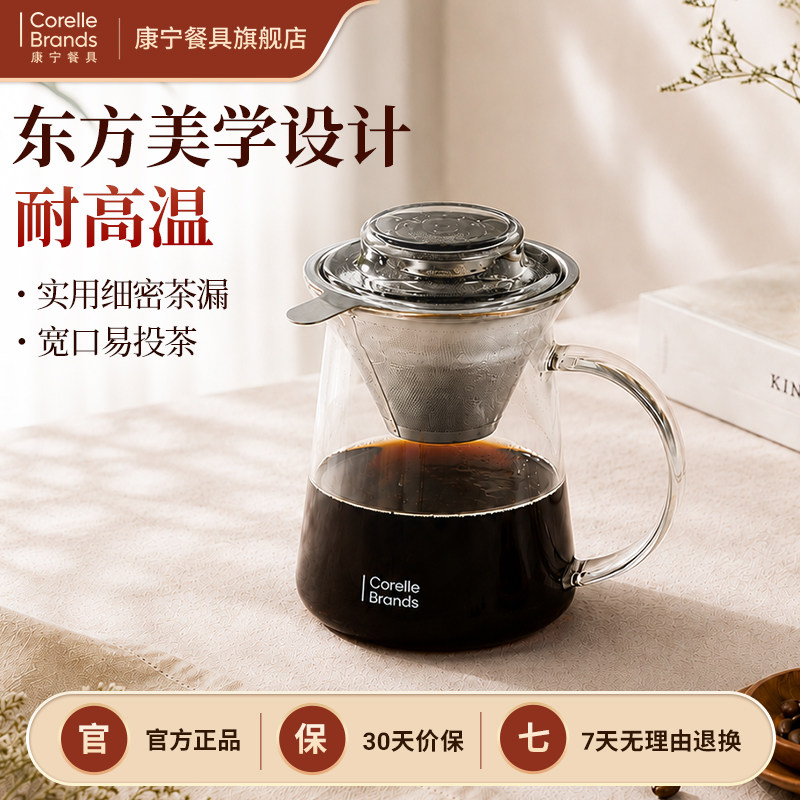 康宁餐具玻璃杯茶咖杯耐热防爆食品级茶水分离易清洗防漏CB图片