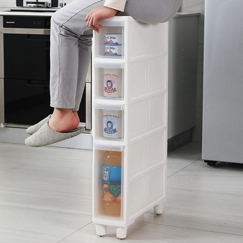 夹缝柜收纳柜抽屉式塑料透明储物柜厨房卫生间16CM20CM缝隙柜奥跃
