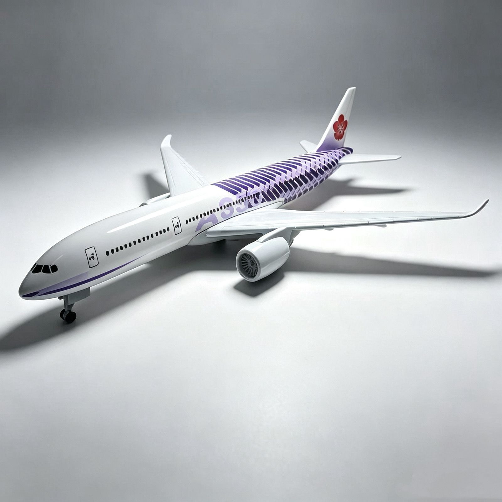中华航空波音a350飞机模型仿真合金带轮带支架精细还原航模摆件图片