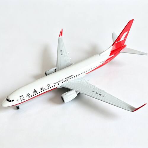 上海航空737飞机模型带轮子带起落架合金仿真便宜的飞机模型摆件