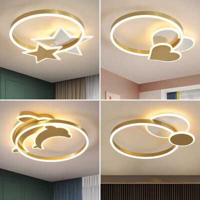 LED吸顶灯现代轻奢简约儿童灯创意个性金色星星月亮圆形卧室灯具