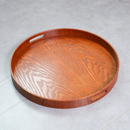 新品50cm超大号圆形托盘 木制盘子酒店用品 加厚加深圆盘厂家批发