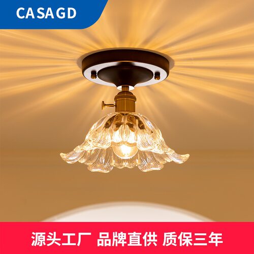 复古法式玻璃玄关过道吸顶灯