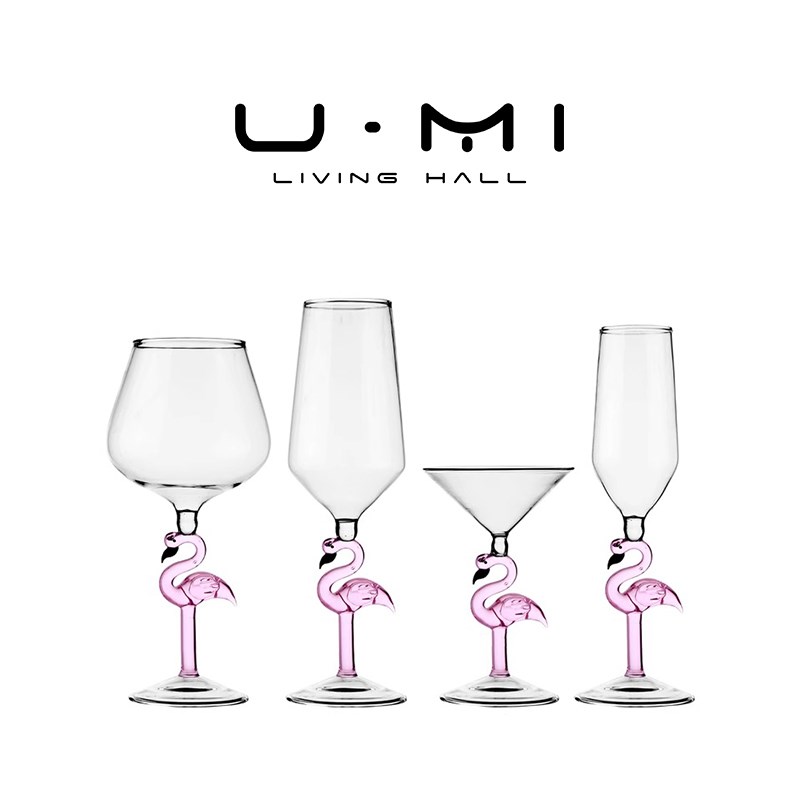 U Mi LIVING思斯酒具火烈鸟创意葡萄酒高脚杯可爱香槟红酒杯子