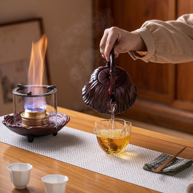 空隐酒精炉观火煮茶炉煮茶器炭炉玻璃罩碳炉家用室内古法围炉吊炉
