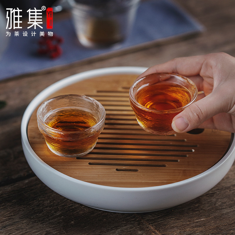 雅集旅行茶具鱼纹便携快客杯日式锤纹加厚茶具盖碗玻璃壶户外套装