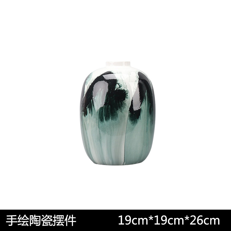 新中式创意手绘陶瓷花瓶摆件客厅轻奢软装桌面花插花器工艺品摆设