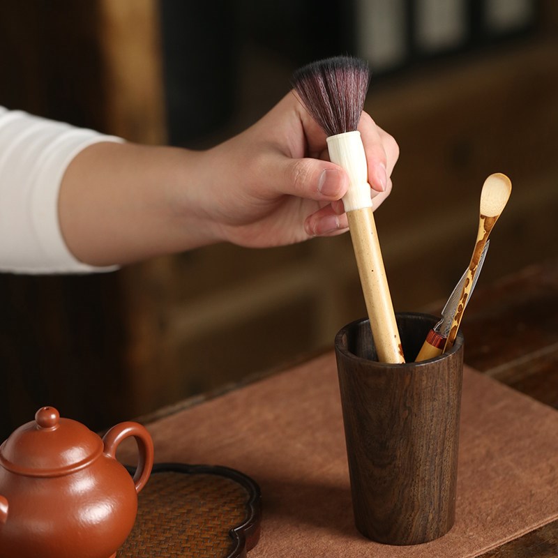黑檀木实木茶道六君子单个高档茶筒罐收纳茶刀茶针茶夹茶具配件