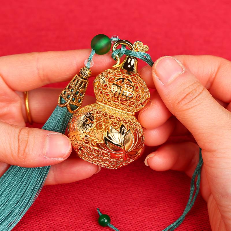 黄铜《金色花丝福葫芦》摆件挂件家居办公室车包包挂饰生日礼物