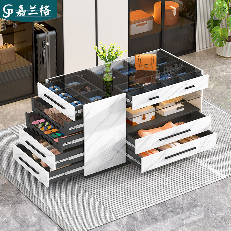 定制衣帽间岛台柜珠宝首饰展示柜卧室斗柜收纳柜中岛台储物柜9K10