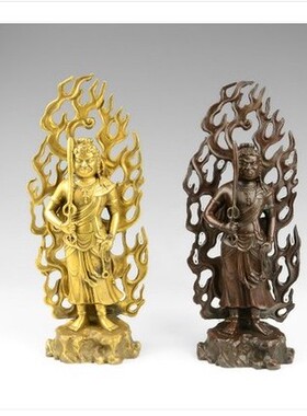 纯铜不动明王像 不动尊铜像属鸡本命佛家居工艺品摆件