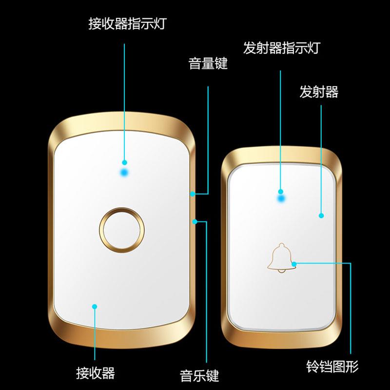 家用远距离无线门铃  不用电池多音量调节  一拖四拖五防水呼叫器