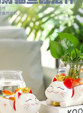 花瓶小摆件皿器鱼缸插花花器装饰品绿萝水培水养植物玻璃客厅创意