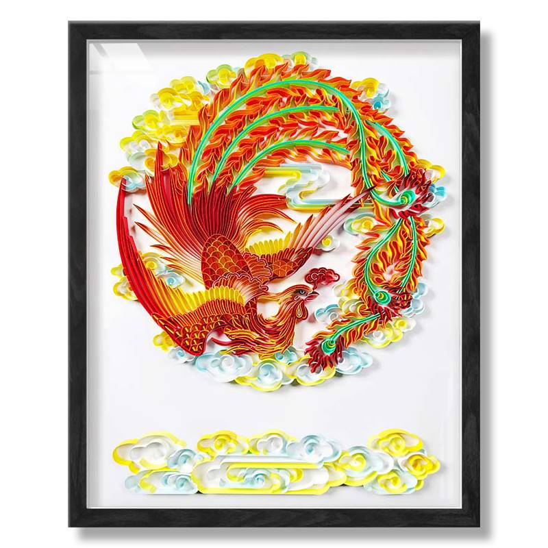 40x50cm衍纸手工画零基础插槽材料包套装龙凤家居DIY框画挂墙