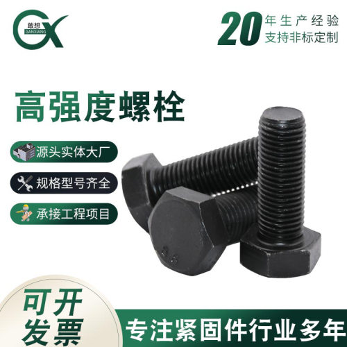 8.8级高强度外六角螺丝螺栓发黑GB5783六角头螺丝M6M8M10M16-M24