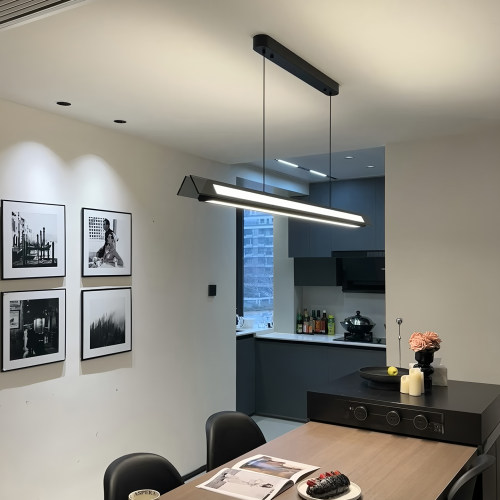 意式极简餐厅吊灯高级感一字长条吧台岛台茶室玻璃创意灯具餐桌灯