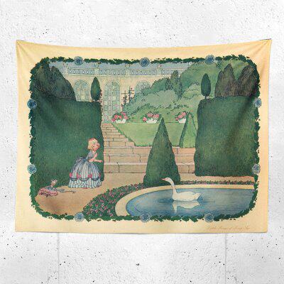 复古童话插画挂布 卧室公主房床头毛绒挂毯 可爱墙布挂画背景布
