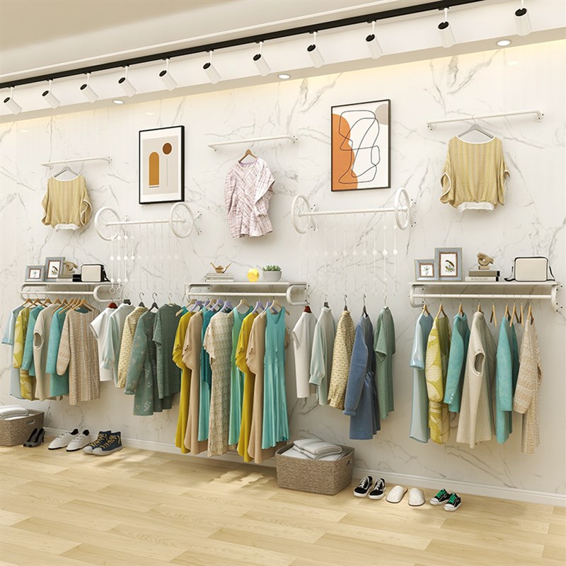 铁艺服装店上墙展示架女装店壁挂货架男装衣架童装组合套装挂衣架