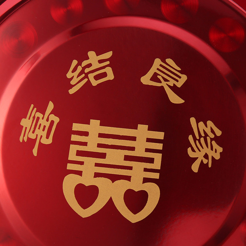 加厚不锈钢婚礼红盆 结婚用红色喜盆陪嫁用品