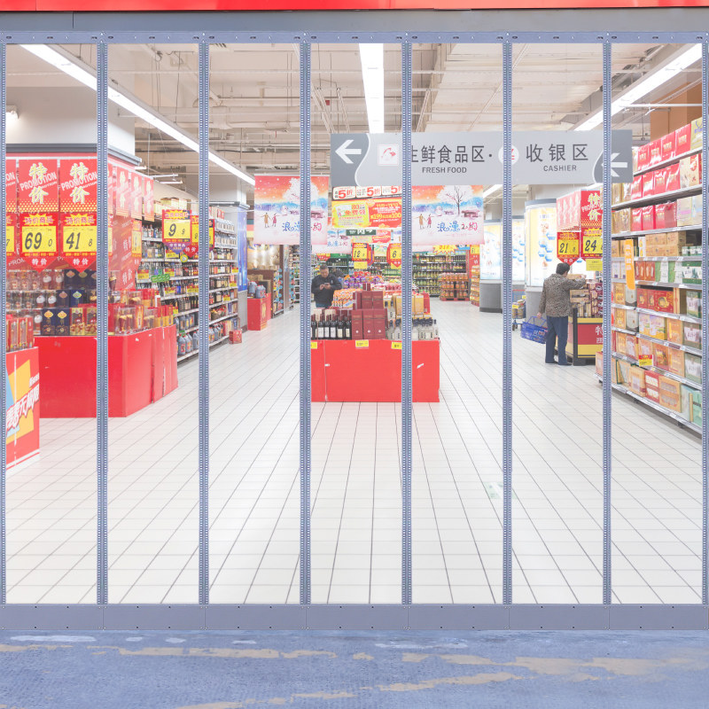 超市大门口挡风防走冷透明PVC空调门帘磁铁自吸挡风店铺隔断商用