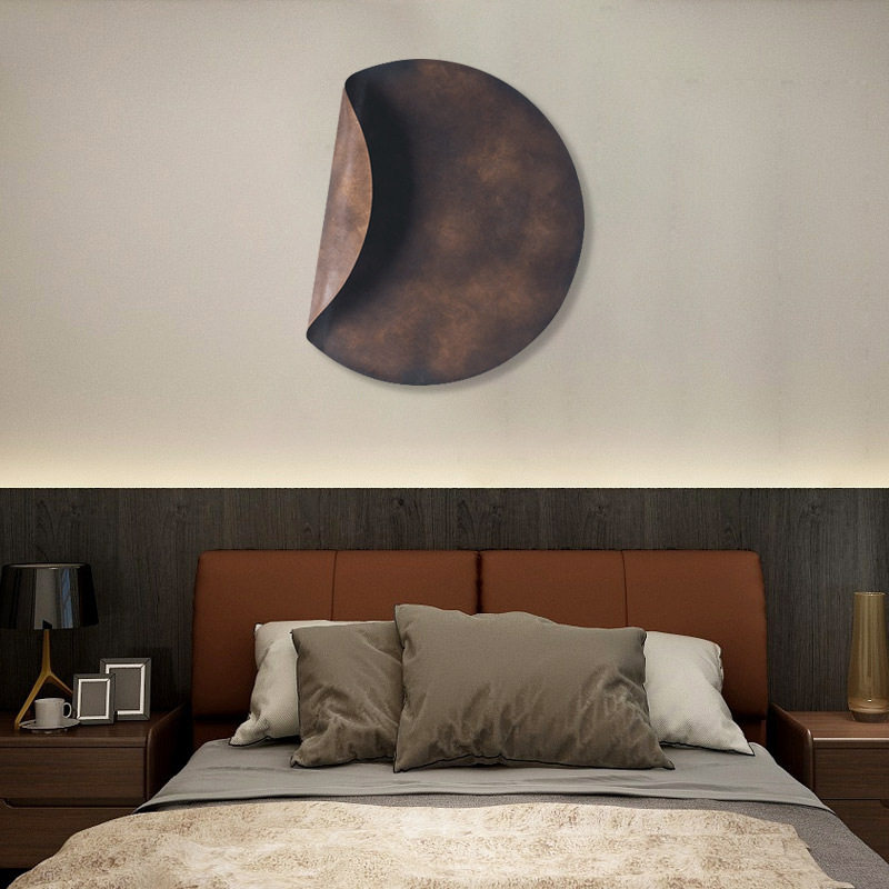 半圆玄关装饰画复古客厅沙发背景墙抽象金属弯折装置画样板间挂画