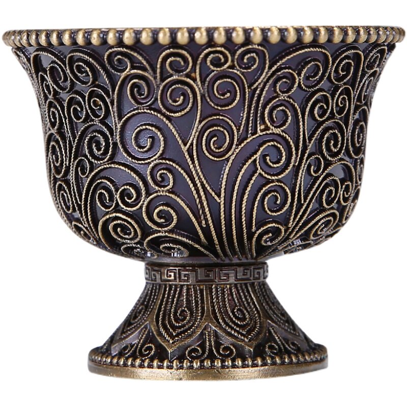 黄铜掐丝尼泊尔工艺八供套装七供杯贡水碗供碗净水财神中号摆件纯