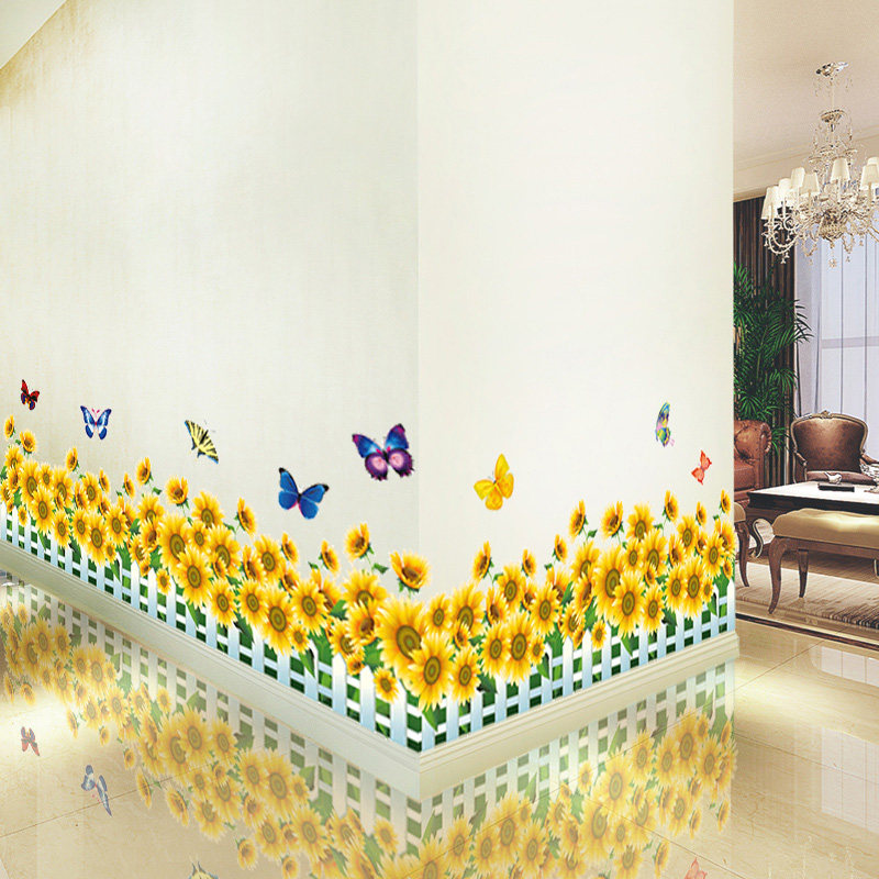 绿叶花草墙角装饰踢脚线墙贴纸客厅卧室走廊墙面壁纸贴画墙纸自粘
