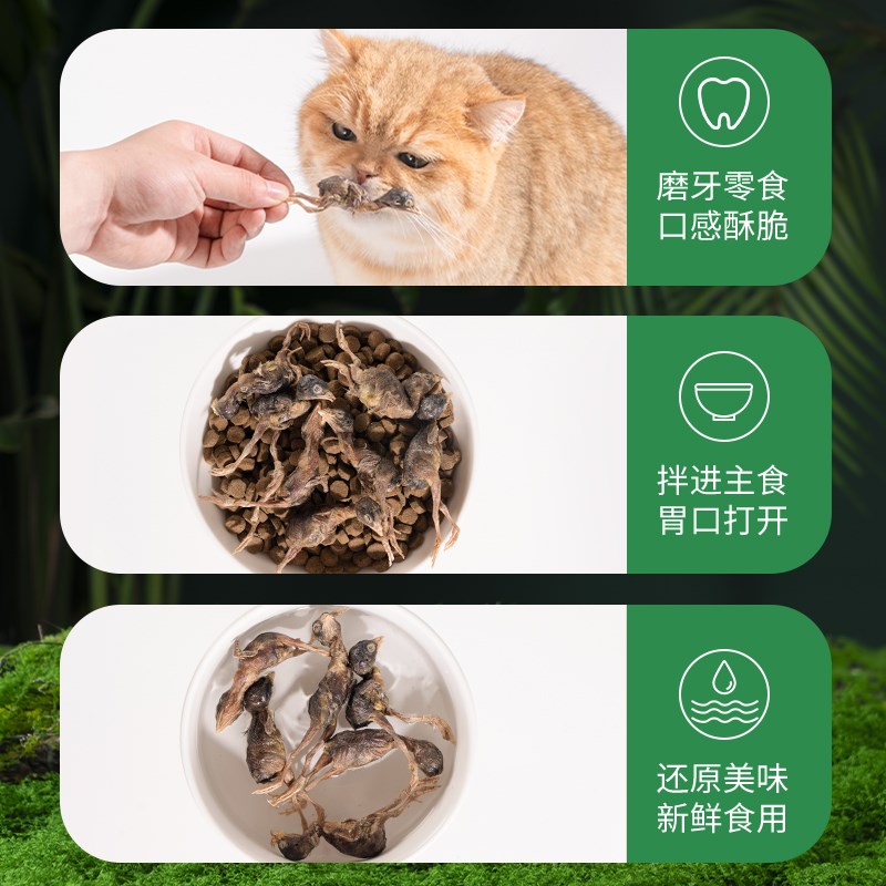 鹌鹑冻干猫零食猫咪零食增强食欲生骨肉磨牙宠物狗狗零食成幼猫粮