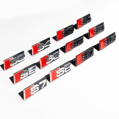 适用奥迪中网标A3/A4L/A6L改装饰S3/S4/S5/S6/S8 RS3/4/5/6车标贴
