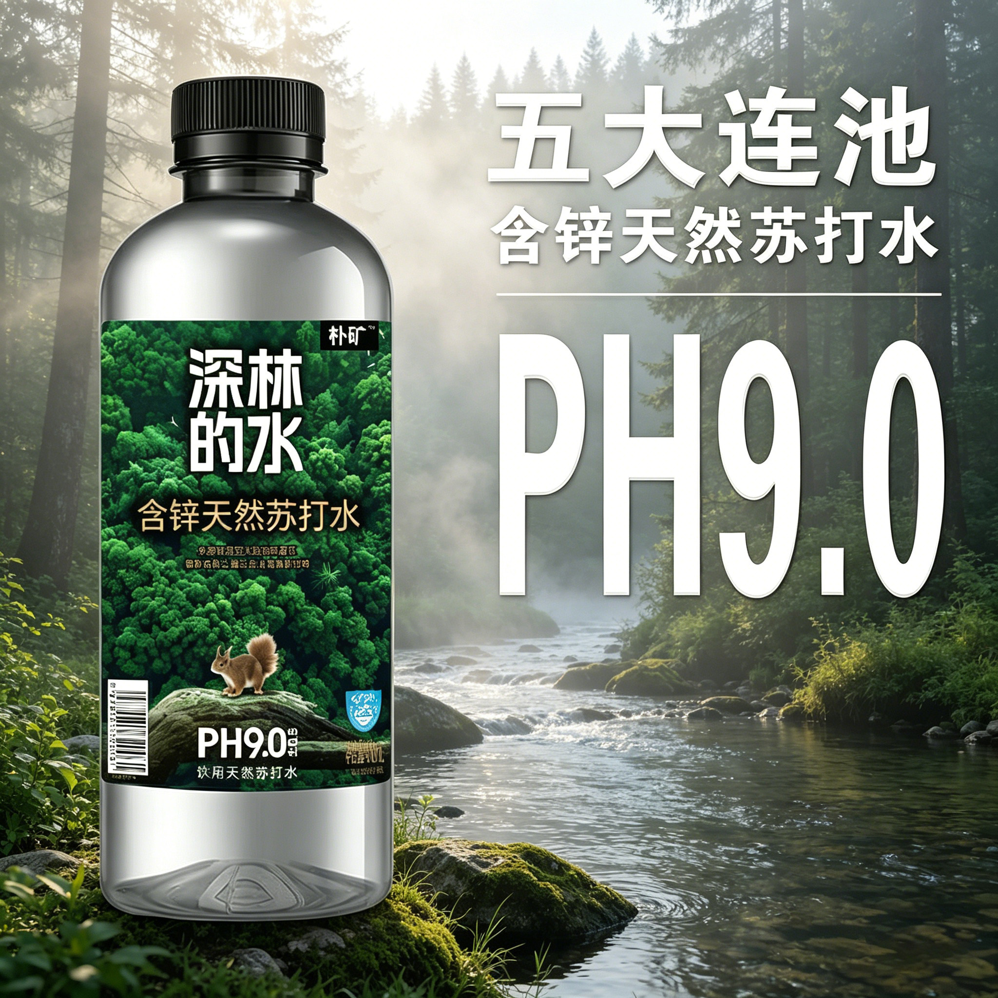 深林的水优质饮品弱碱天然苏打水PH9.0±0.5每瓶400ml品质有保障
