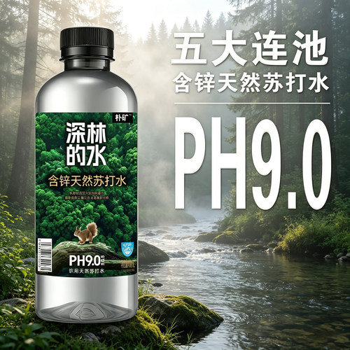 深林的水优质饮品弱碱天然苏打水PH9.0±0.5每瓶400ml品质有保障