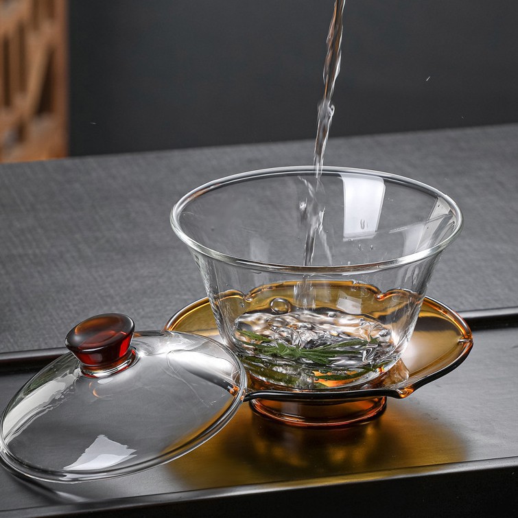 大号玻璃透明茶具三才泡茶茶杯茶