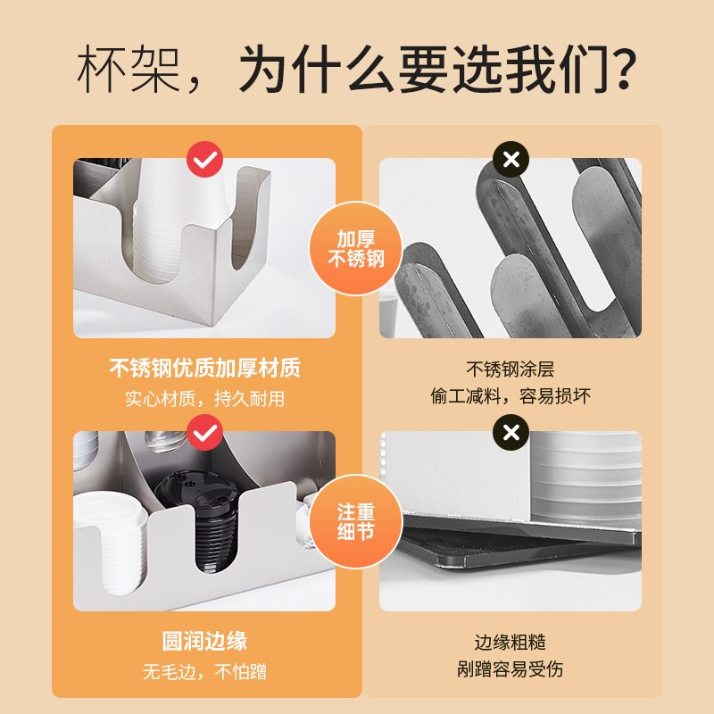 纸杯架展示架电影院吧台取餐区一次性餐具用品不锈钢收纳套装商用