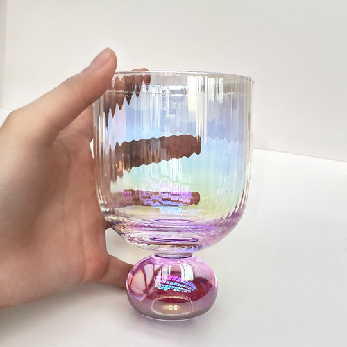 炫彩珍珠彩虹水晶玻璃杯红酒杯香槟杯水杯创意果汁鸡尾酒中古杯子