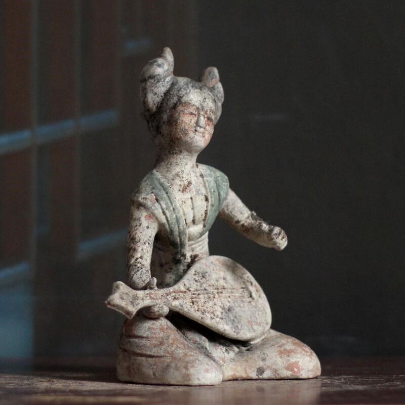 唐代陶俑跳舞乐器仕女整套仿古老物件怀旧古风摆件古玩古物收藏品