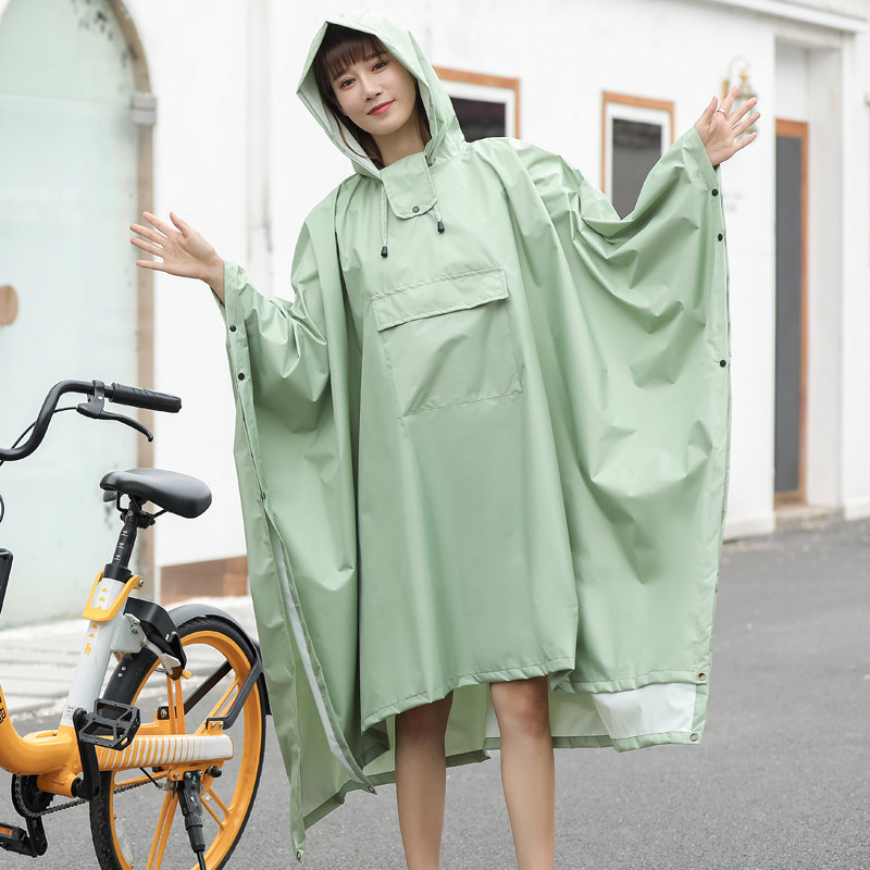 时尚自行车电动车长款全身大码防风雨成人男女雨衣户外徒步雨披潮