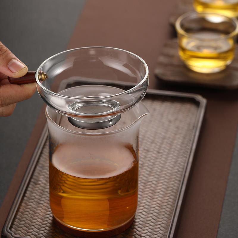 新羽手工玻璃 耐热大号玻璃茶漏 过滤网 茶滤茶叶过滤器 茶器茶具