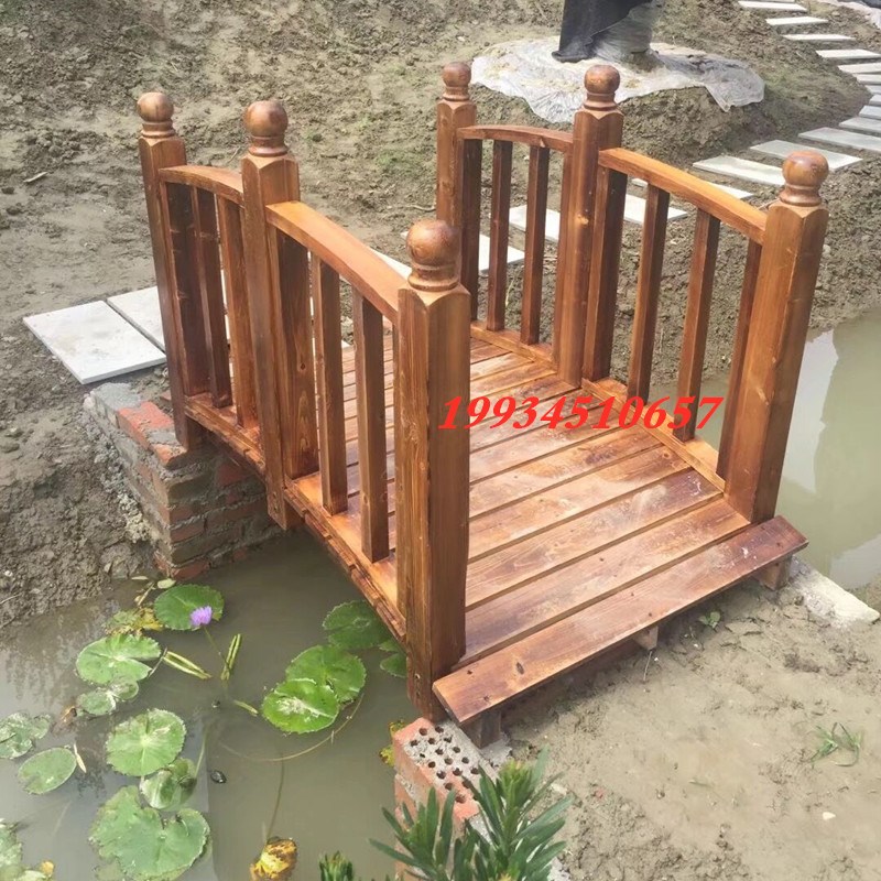 定制户外防腐木木桥小桥碳化木拱桥景观桥庭院小木桥花园实木木桥