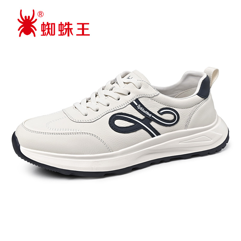 蜘蛛王男鞋真皮小白鞋厚底增高休闲运动板鞋百搭