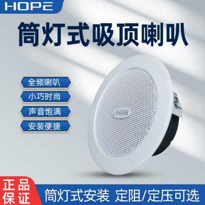 筒灯式背景音乐吸顶喇叭吊顶音响3寸音箱防水定阻8欧6瓦小巧袖珍