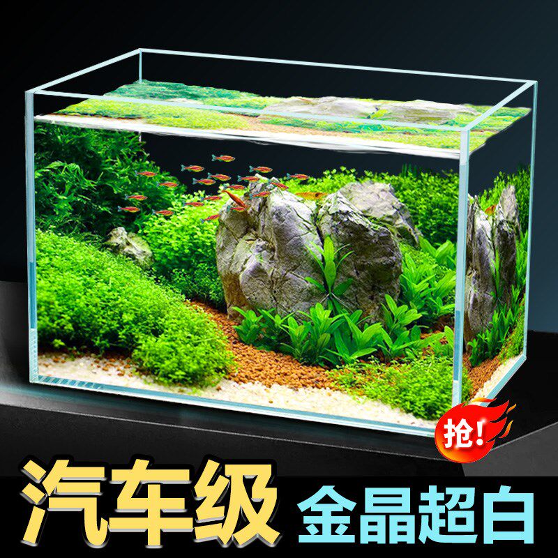金晶超白玻璃鱼缸家用客厅大型溪流缸桌面生态造景乌龟缸养鱼裸缸