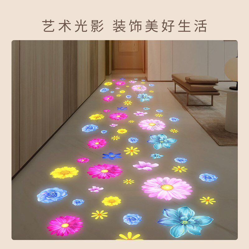走廊过道投影灯锦鲤花朵荷花入户玄关装饰家用地面创意筒灯射灯