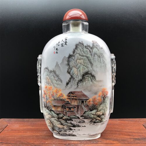 鼻烟壶内画兽头壶纯手工特色家居创意摆件商务外事礼品瓶内画